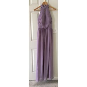 Jaeden Sz 6 Halter Pleated Chiffon Maxi Bridesmaid Prom Dress Lilac Sleeveless